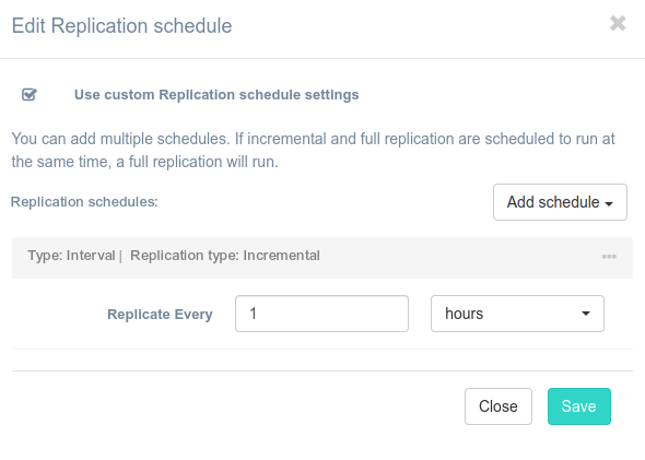 edit replication schedule