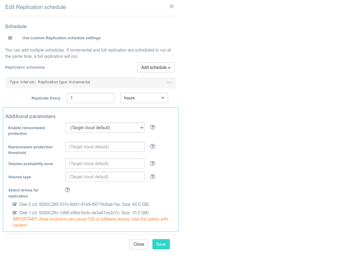 set additional parameters of the schedule