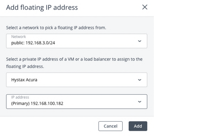 Virtuozzo: add floating ip
