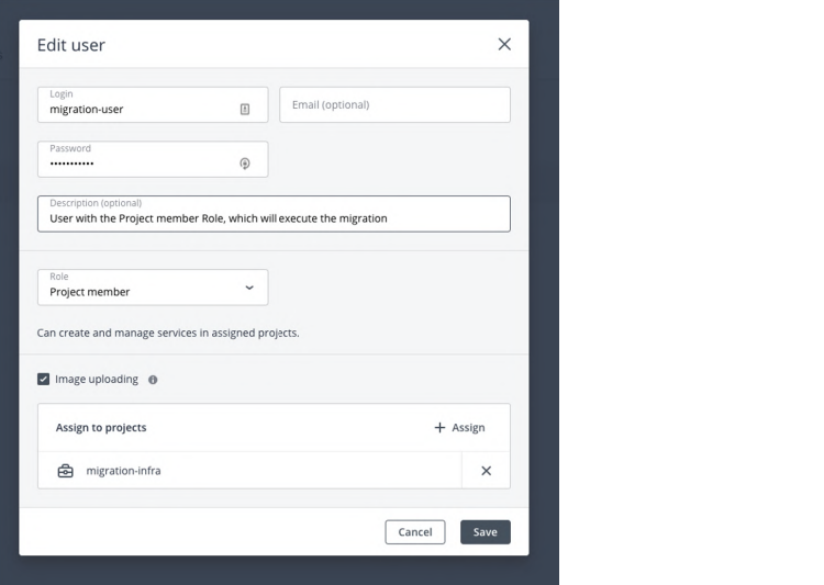 Virtuozzo: edit user
