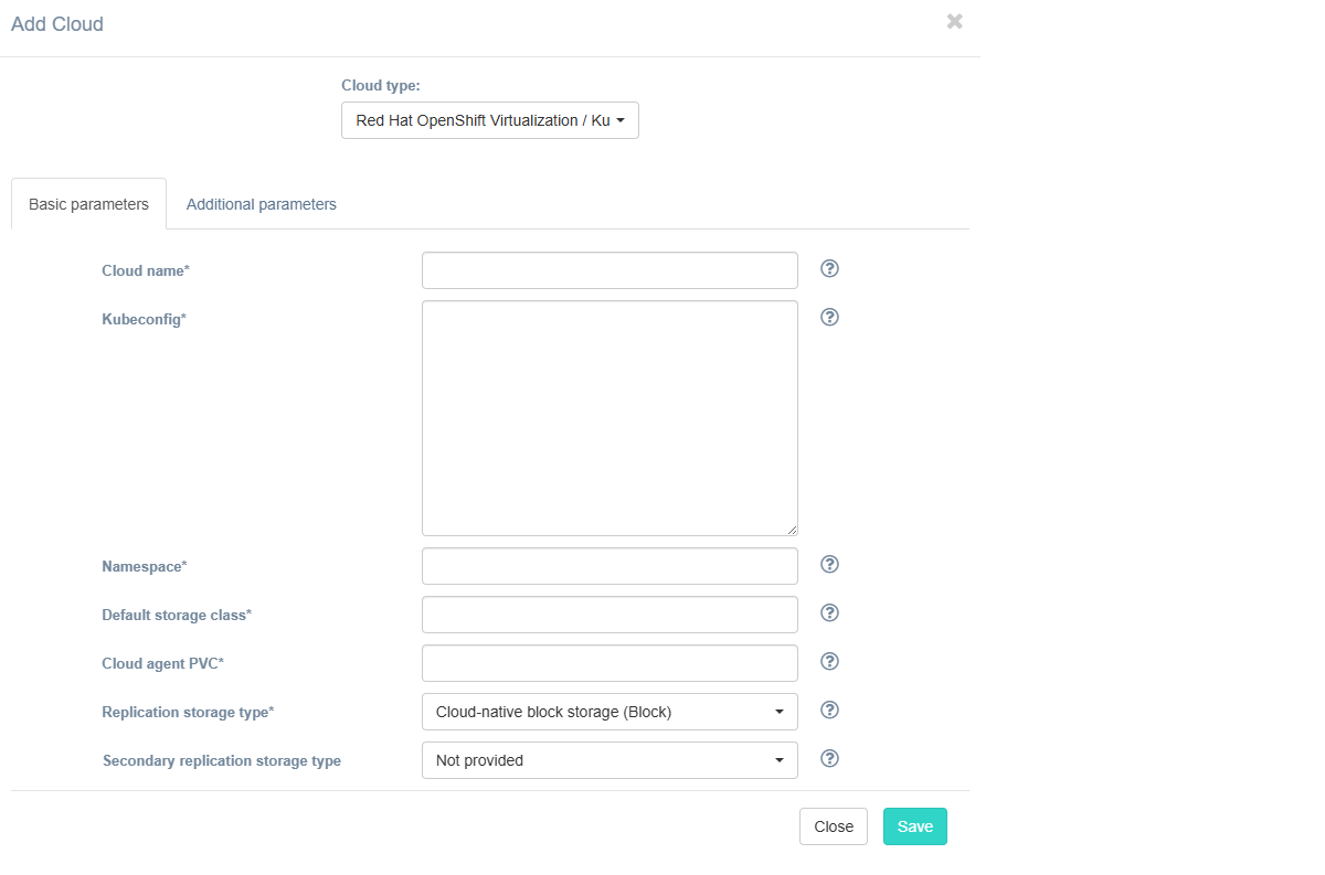 Red Hat OpenShift / KubeVirt cloud config