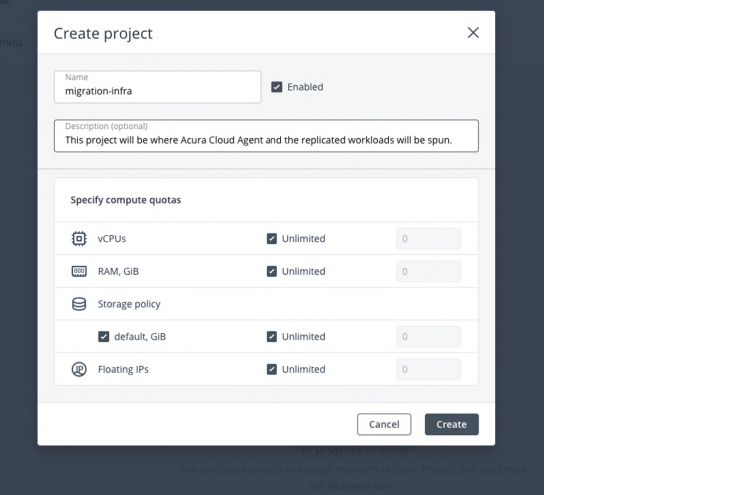 Virtuozzo: create project