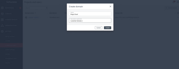 Virtuozzo: create domain