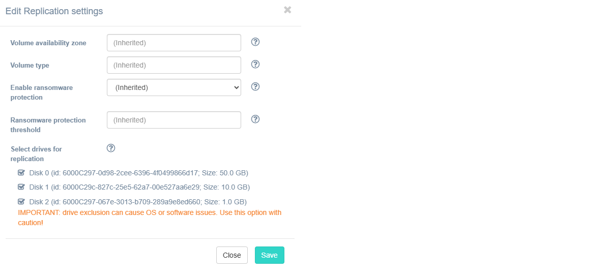 edit replication settings