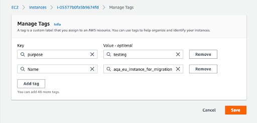 AWS tagging - section Instances