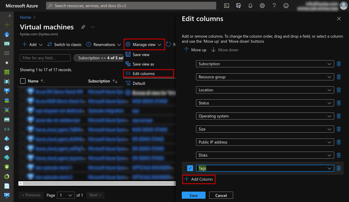 MS Azure manage view