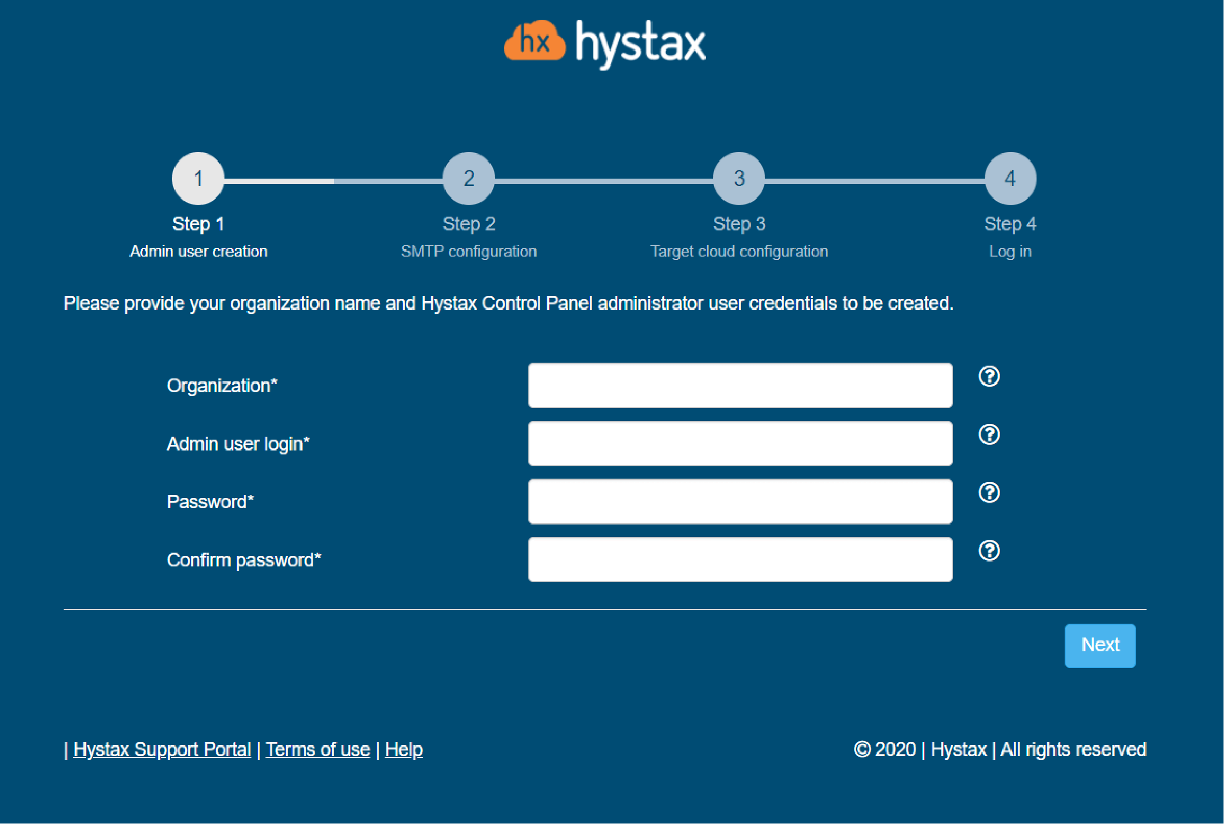 Hystax Acura installation AWS admin user creation