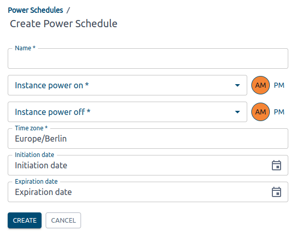 Create a Power Schedule in OptScale