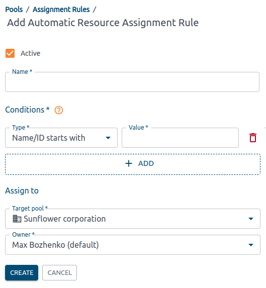 Add rule form in OptScale